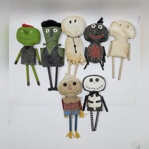 Halloween Decor Folk Art Primitive Style Dolls Witch, Ghost, Skeleton Rag Doll